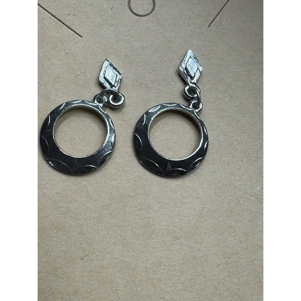 Silver Tone Round Dangle Earrings